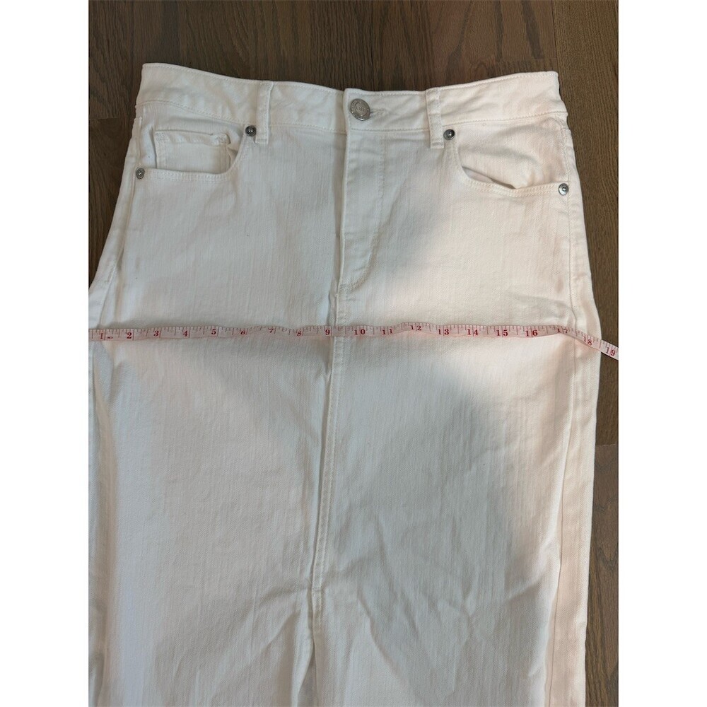 LOFT Outlet Skirt Womens Size 4 White Denim Midi High Rise 5-Pocket - Picture 6 of 8